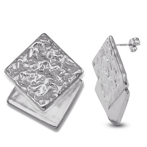 Stainless steel earrings / earpin square Silver