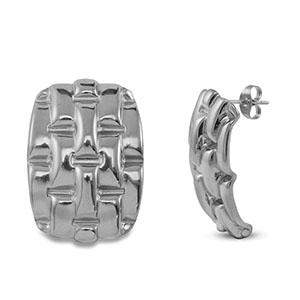 Stainless steel earrings / earpin rectangle Silver