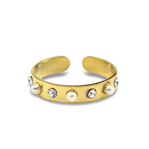 Stainless steel rings pearls Gold