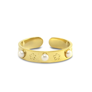 Stainless steel rings pearls Gold
