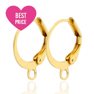 Stainless steel findings closable earrings with loop Gold