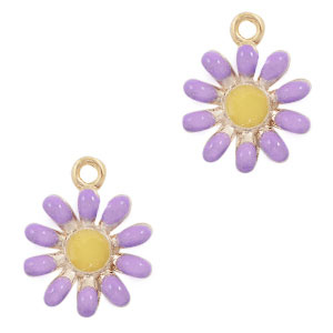 Metal charms flower Gold Purple