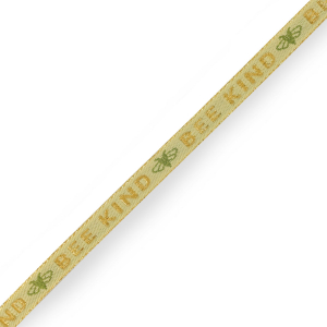 Ribbon text "bee kind" Green-gold