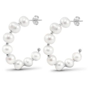 Stainless steel earrings / earpins pearls Silver