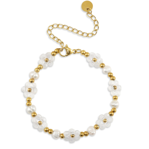 Stainless steel bracelets pearls Gold