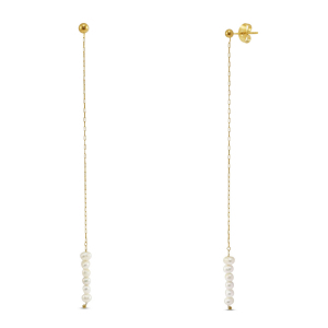 Stainless steel earrings / earpins pearls Gold