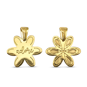 Stainless steel charms flower Gold