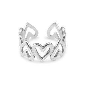 Stainless steel rings heart Silver
