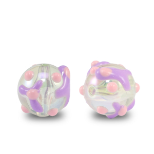 Acrylic beads dots Transparent purple-pink