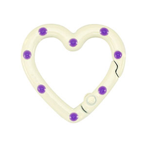 Colourful jewellery findings key chain heart Off White-Purple