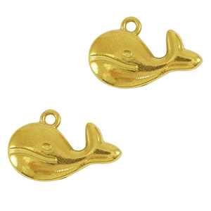 Stainless steel charms whale Gold