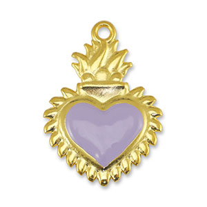 DQ European metal charms heart Lilac-Gold (nickel free)