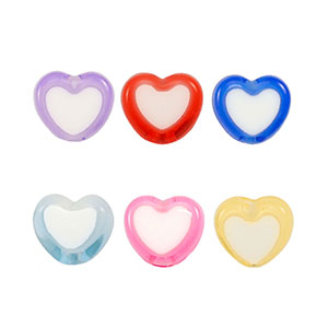 Acrylic beads heart Multicolor