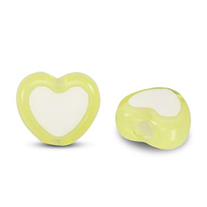 Acrylic beads heart Light yellow-white