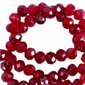 Top faceted beads 8x6mm disc Wine Red-Pearl Shine Coating