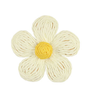 Raffia pendants flower 55mm White-Yellow