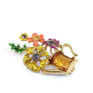 Brooches can with flowers Multicolour-Gold