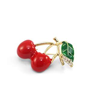Brooches cherries Red-Green-Gold
