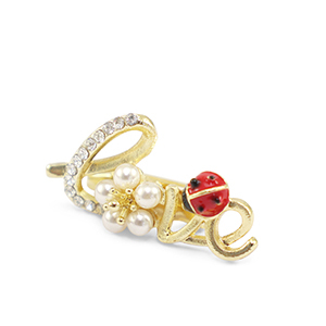 Brooches "love" Red-White-Gold
