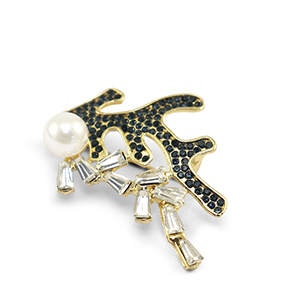 Brooches seaweed Dark Blue-Gold