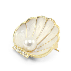 Brooches shell with pearl Pearl White-Gold