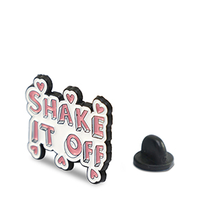 Pins "Shake it off" White-Pink-Black