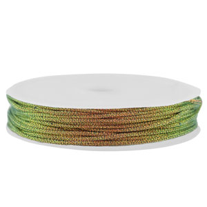 Macram&eacute; bead cord braided 1mm Multicolour-Orange Green Metallic