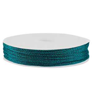 Macram&eacute; bead cord braided 1mm Teal Metallic