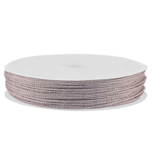 Macram&eacute; bead cord braided 1mm Light Purple Metallic