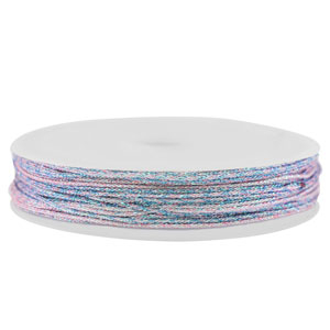 Macram&eacute; bead cord braided 0,8mm Pink-Blue Metallic