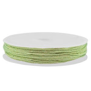 Macram&eacute; bead cord braided 0,8mm Light Green-Gold Metallic