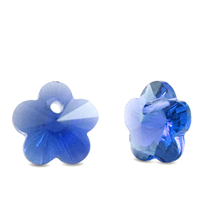 Crystal glass charms flower Sapphire Blue