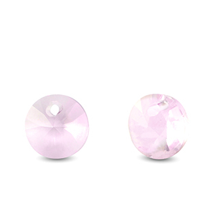 Crystal glass charms round Light Pink