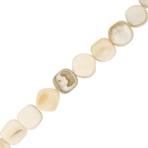 Shell beads square White-Sand Brown