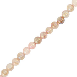 Shell beads round Pink-Sand Brown
