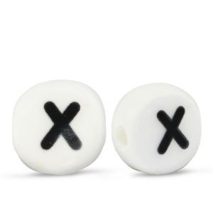 Letter beads ceramic X White-Black