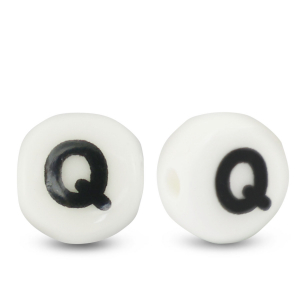 Letter beads ceramic Q White-Black