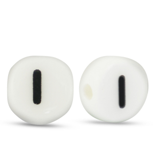 Letter beads ceramic I White-Black