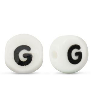Letter beads ceramic G White-Black
