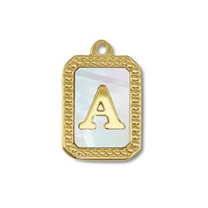 Stainless steel charm shell letter A Gold-White (natural colour)