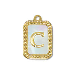 Stainless steel charm shell letter C Gold-White (natural colour)