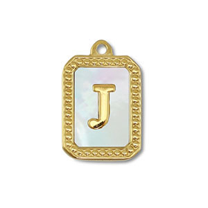 Stainless steel charm shell letter J Gold-White (natural colour)