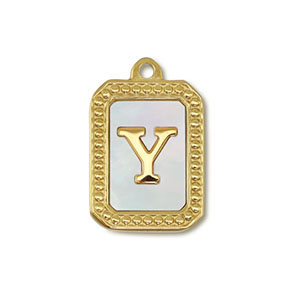 Stainless steel charm shell letter Y Gold-White (natural colour)