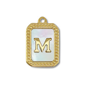Stainless steel charm shell letter M Gold-White (natural colour)