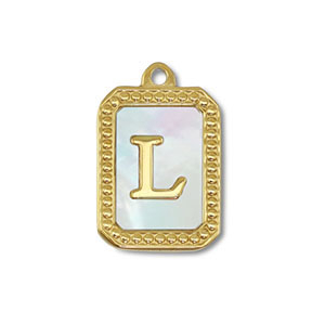 Stainless steel charm shell letter L Gold-White (natural colour)