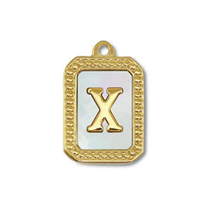 Stainless steel charm shell letter X Gold-White (natural colour)