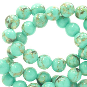 Natural stone beads with shell 4mm Turquoise Green