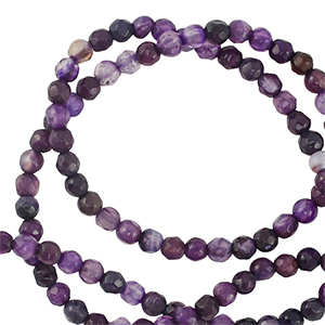 Natural stone beads Agate 3mm faceted polished Dark Purple