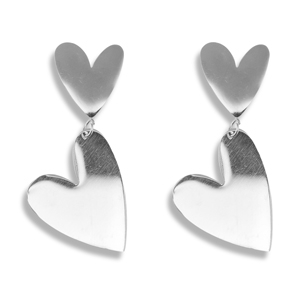 Stainless steel earrings / earpins heart Silver