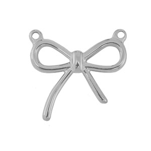 Stainless steel charms bow Silver